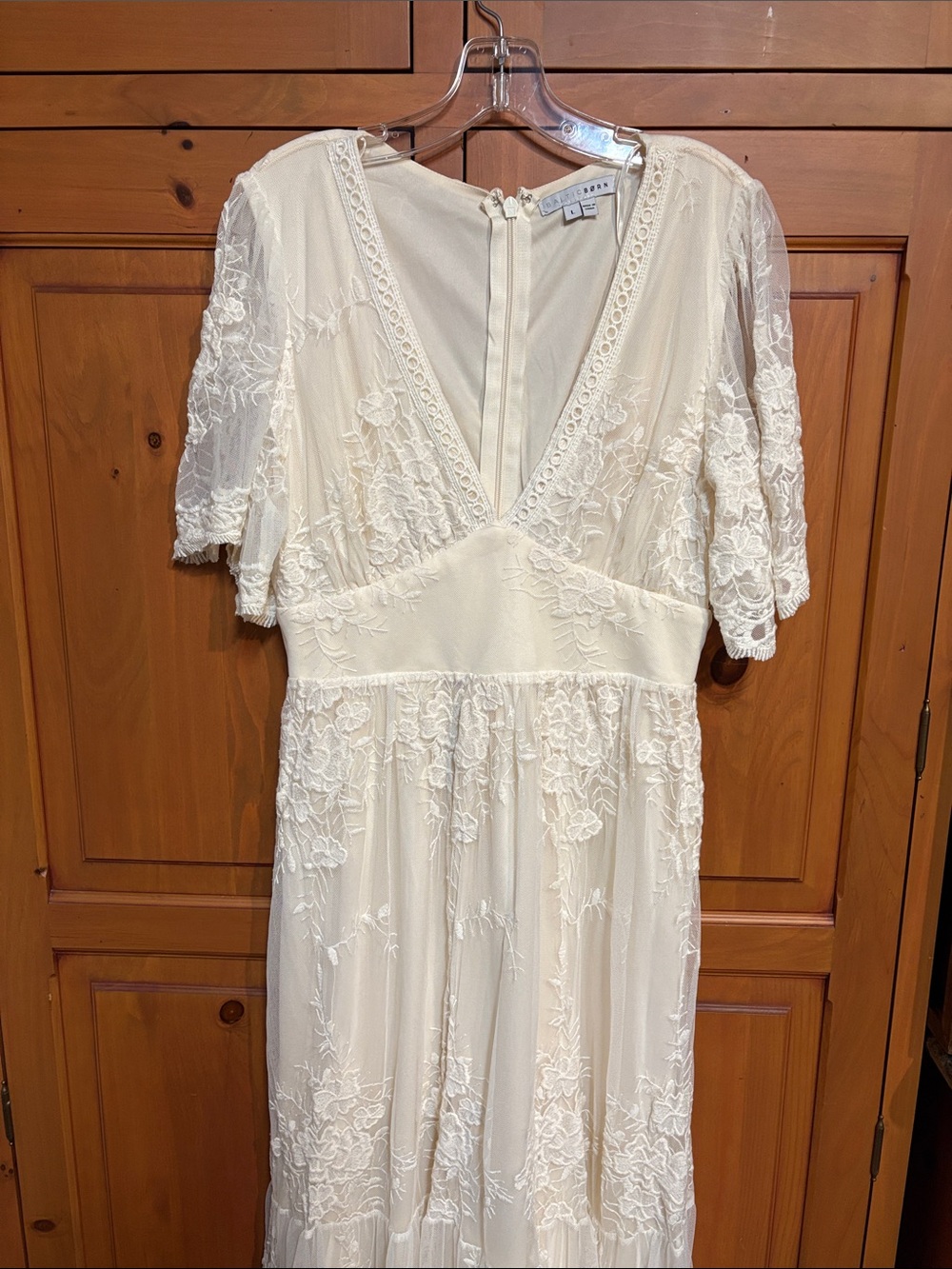 Baltic Born Cream Lace V-Neck Bridal Gown